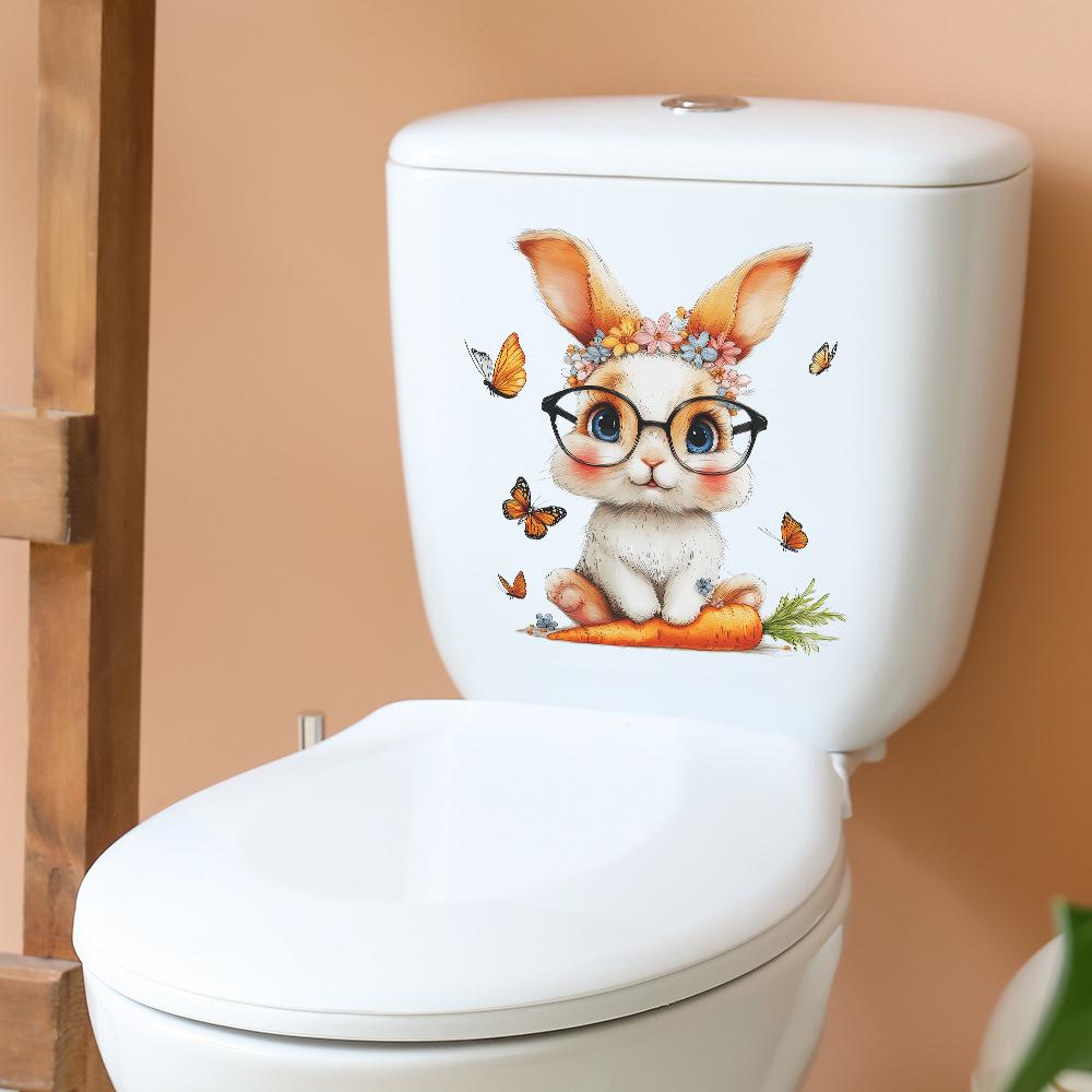 Cartoon Glasses, Rabbit, Carrot, Butterfly, Bathroom Toilet, Wall Decoration Stickers