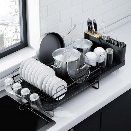 Extendable Dish Drying Rack Dish Organizer With Drainage Multifunctional Dish Rack