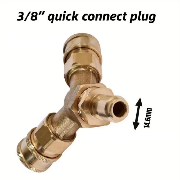 High Pressure Washer Adapter Quick Release Connector Triple Splitter Adapter 3/8inch Car Washer Outlet Adapter