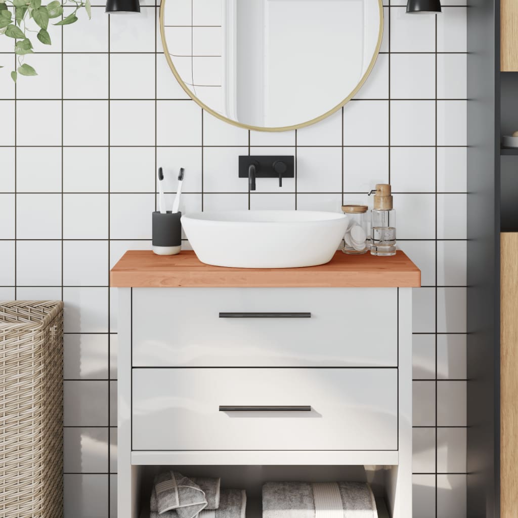 Solid Beech Wood Washbasin Top 80 x 40 x 4 cm