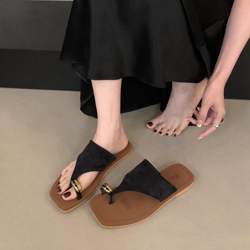 Fashion SUOJIALUN 2025 Summer New Brand Women Slipper Fashion Slip On Ladies Casual Flip Flops Shoes Soft Flat Heel Casual Sandal Slides