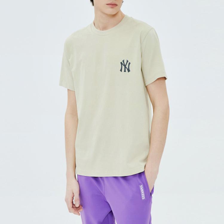 MLB Casual Basic Logo Print Short Sleeve T-Shirt Unisex Tops Beige 31TS10031-50B