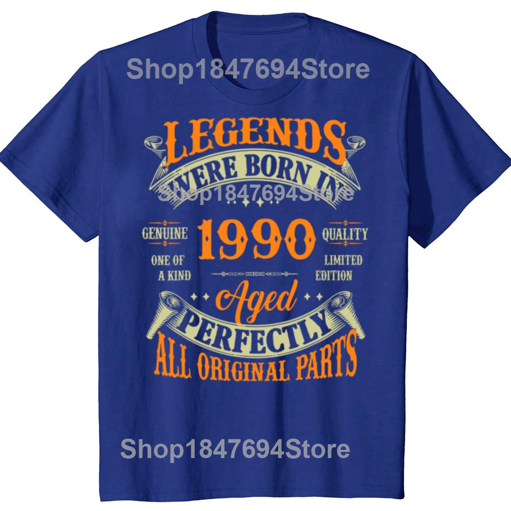 34th Birthday Tee Vintage Legends Born In 1990 34 Years Old T Shirts Graphic Cotton Streetwear Short Sleeve Gifts Summer T-shirt