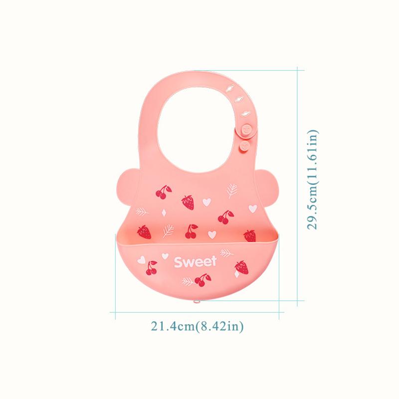Cute Cartoon Printing Baby Bib Waterproof Edible Silicone Kids Girl Boy Bibs Toddler Adjustable Baby Feeding Stuff Accessories