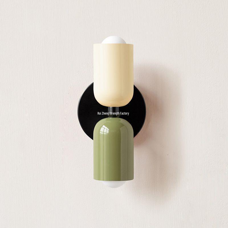 Mid-Century Modern Double-Head Cream Wall Lamp - Creative & Colorful Vintage Design for Nordic Bedrooms