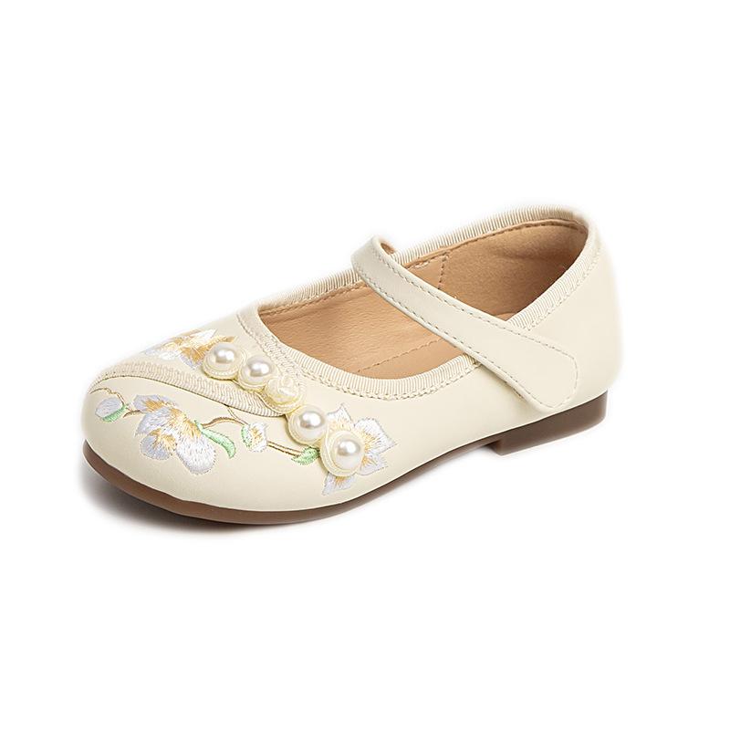 Girls' ancient Hanfu shoes Children's winter national style leather shoes Spring and autumn cheongsam ancient style classmates cloth shoes New