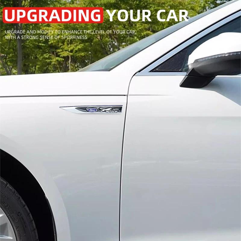 2PCS Car Chrome Modified Car Body Side Doors Blade Car Stickers For Ford ST FOCUS 2 3 Mondeo Fiesta Kuga MK2 MK3 MK4 Ecosport