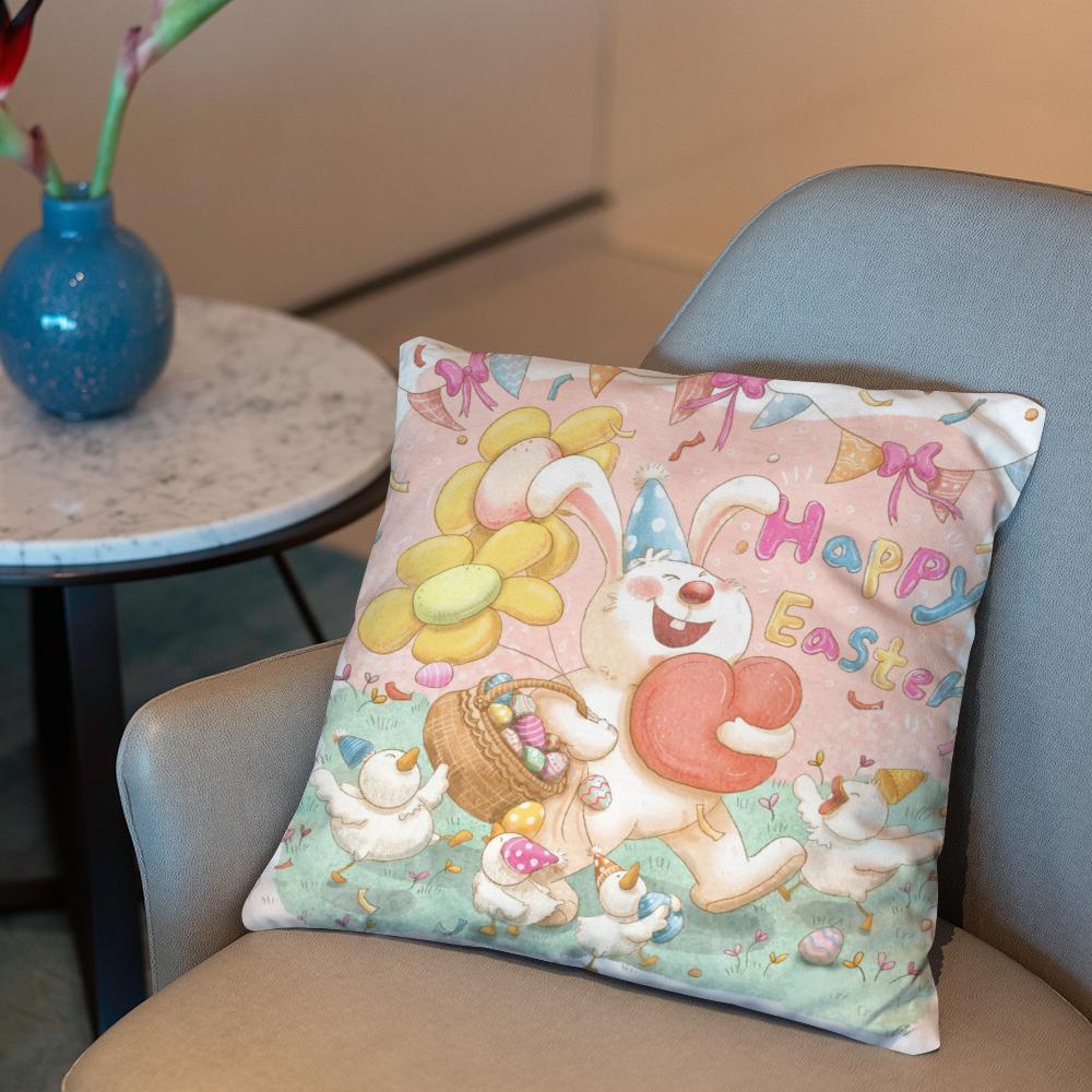 Easter Cushion Cover 2-in-1 Reversible Plush Pillow Cover | Car/Sofa/Bed | Perfect Gift