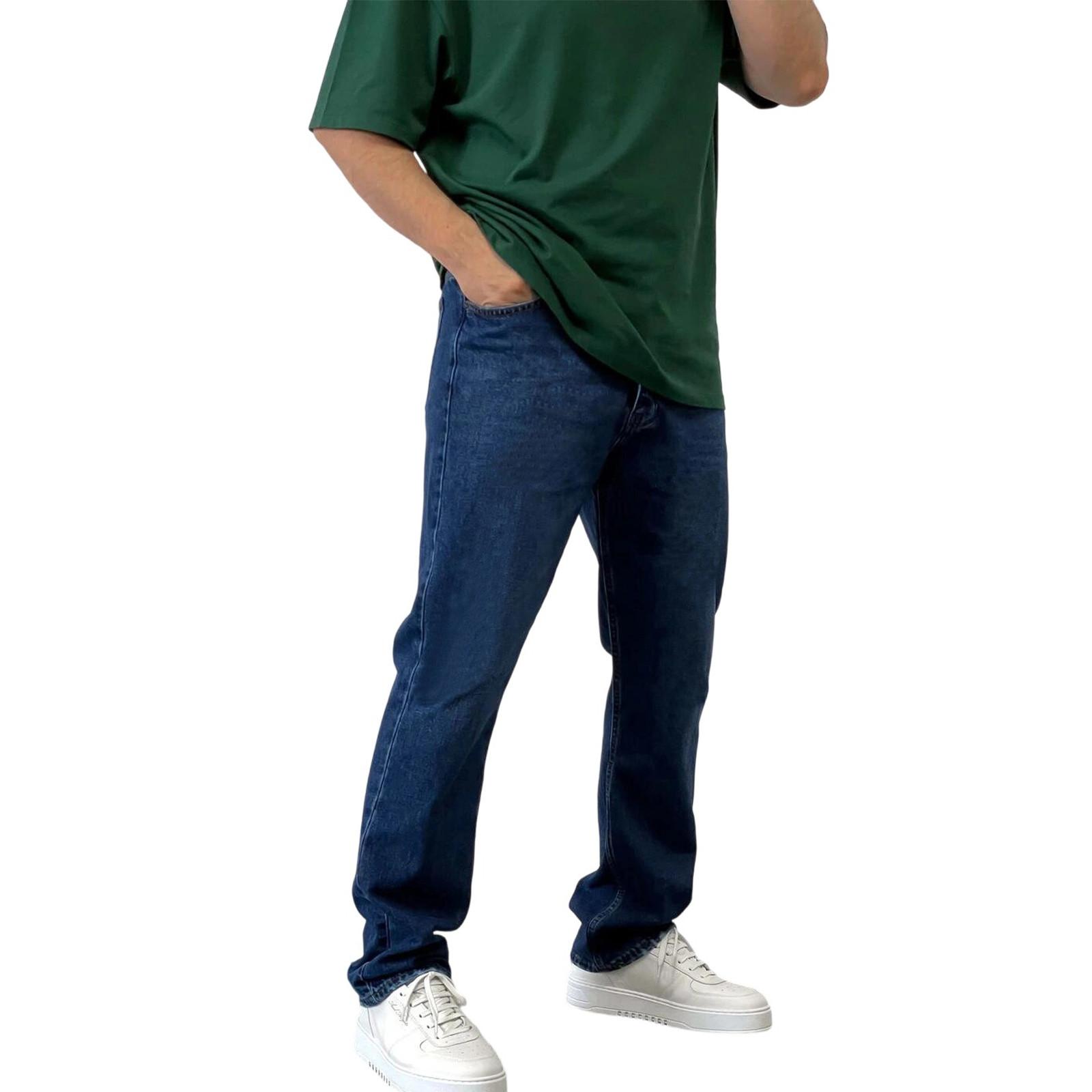 

Men s Casual Small Straight Jeans Pants Fashion Wide Leg Pants Solid Color Jeans M