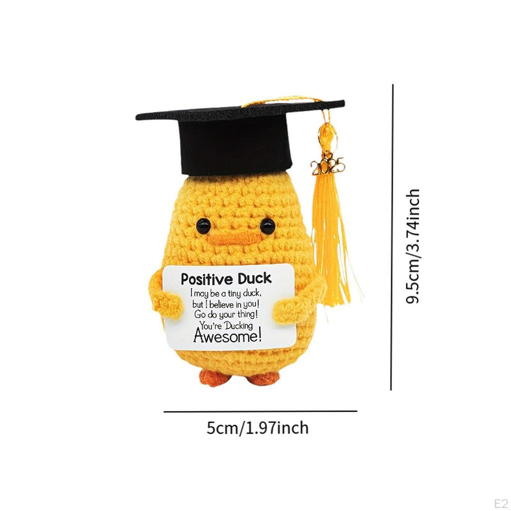 Duck with Positive Card Lovely Knitting Doll for Car Dashboard Desk Year