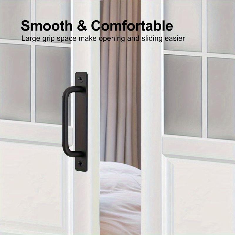 2pcs Barn Door Handles, Sliding Door Handle, Black Cabinet Handles, Door Pull Handle, Aluminum Alloy Door Pulls with Plate