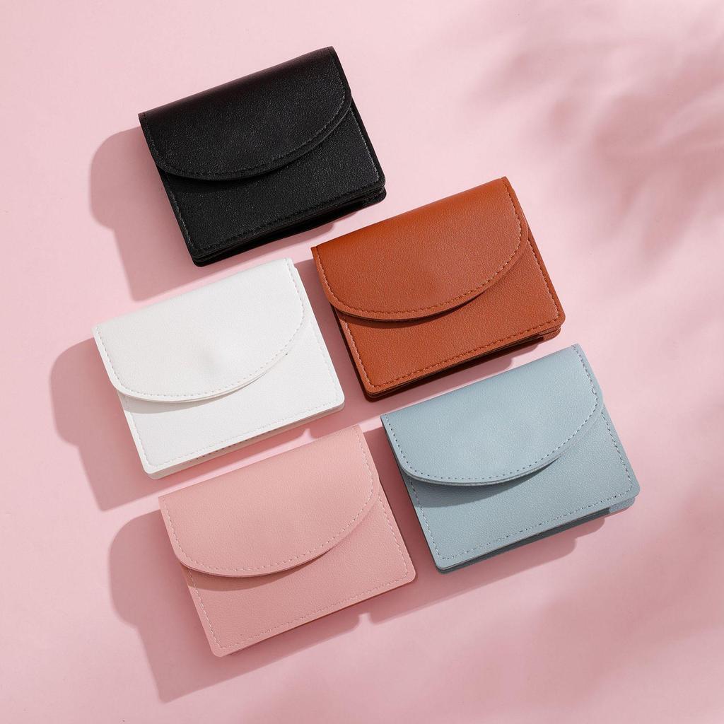 2026 Women's Short Wallet - Plain Color Card Holder with High-End Feel, Small, Simple Cross-Border Coin Purse
