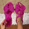 Outdoor Beach Casual Slippers Women Bow Flat Shoes Home Slides Women Sandals 2025 New Summer Lightweight Sandals Women
