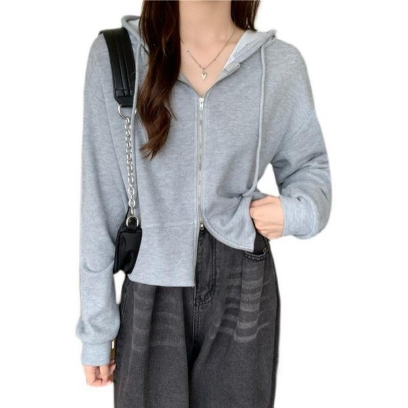 

Свитшот женский весна и осень тонкий стиль новый корейский стиль с высокой талией короткое пальто с длинными рукавами корейские топы женские ins тренд 2XL