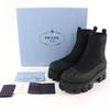 Pristine PRADA Monolith Re-Nylon Triangle Logo Gabardine Boots Black 36.5 2UE029 Used