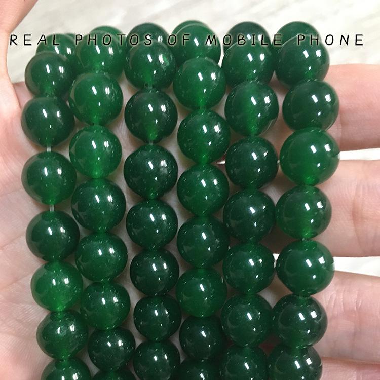Jade Green & White Natural Stone Beads, 10mm, DIY Jewelry Accessories, Semi-finished Strands. 10mm, ~38 beads per strand, ~53g per strand
