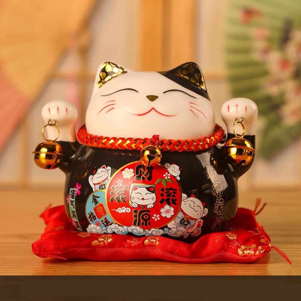 New 4.5 inch Lucky Cat Home Decorations Handmade Portable Fortune Cat Statue Ceramic Car Decorations Home Store