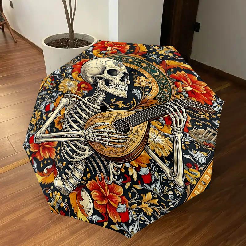 1PC Skeleton Floral Umbrella-8-Rib Reinforced Portable Folding Travel Suitable for All Seasons Outdoor Daily Use Is an Ideal Choice  -K0423