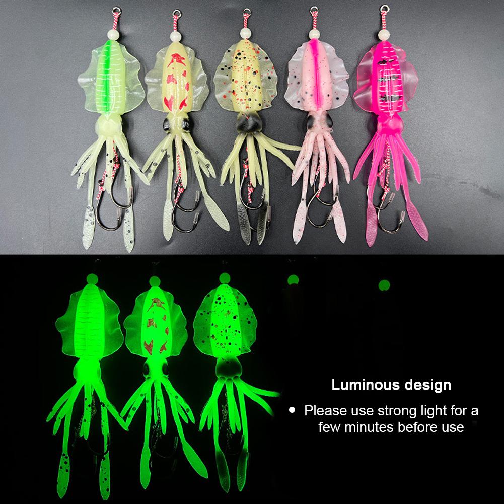 1PC 10/12/15CM Simulated Squid Lure Bait With Double Hook Sea Fishing Luminous Fake Bait Fishing Supplies
