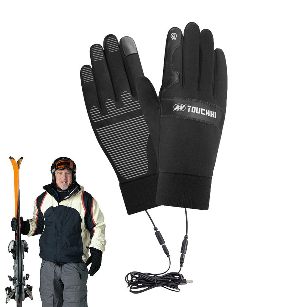 USB Touch Screen Gloves for Women Men Winter Warm Electric Heated Gloves Heated Motorcycle Gloves Windproof Heated Gloves