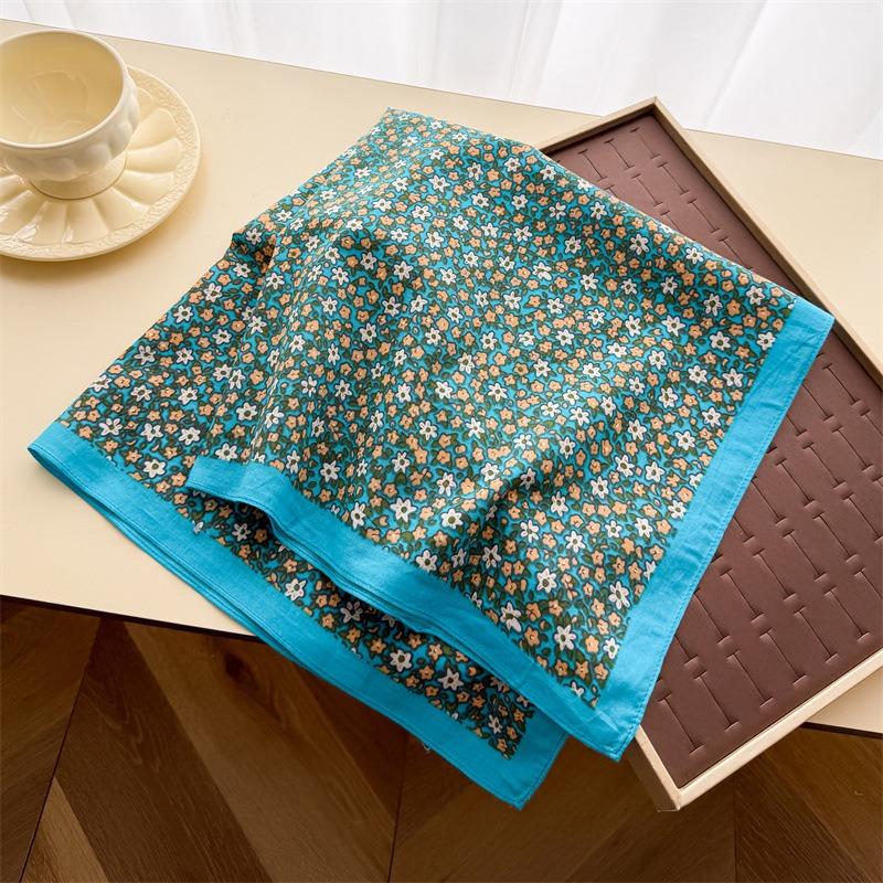 Women S Floral Printed Small Square Scarf For Travel Photo Sun Protection Decoration
