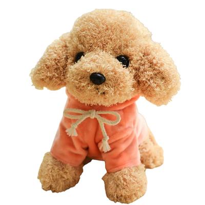 20cm Pluche Speelgoed Poedel met Afneembare Hoodie, Zittende Houding, Pluizig, Puppy, Lichaarskussen, Knuffelhond, Knuffel Poedel, Pluche Speelgoed, PP Katoen