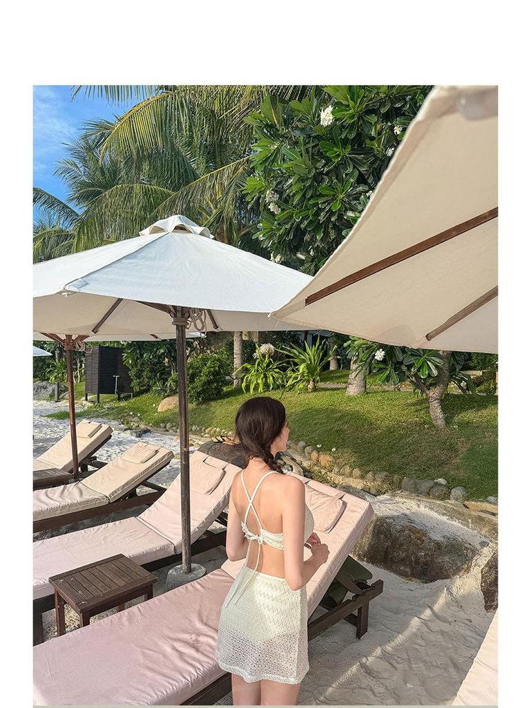 Women's Sexy Halter Lace Bikini with Skirt - Korean Style Split Swimsuit