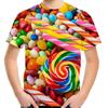 Children's Clothing T-Shirt for Girls Short Sleeve Boy Child Tee Tops Colorful Candy 3D Print Casual O-Neck Kids Summer Clothes