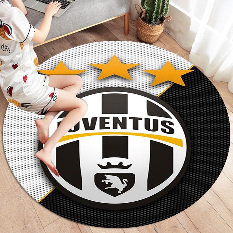 Juventus Football Club Round Area Rug,Carpet Rug for Living Room Bedroom Sofa Playroom Decor,Non-slip Floor Mat