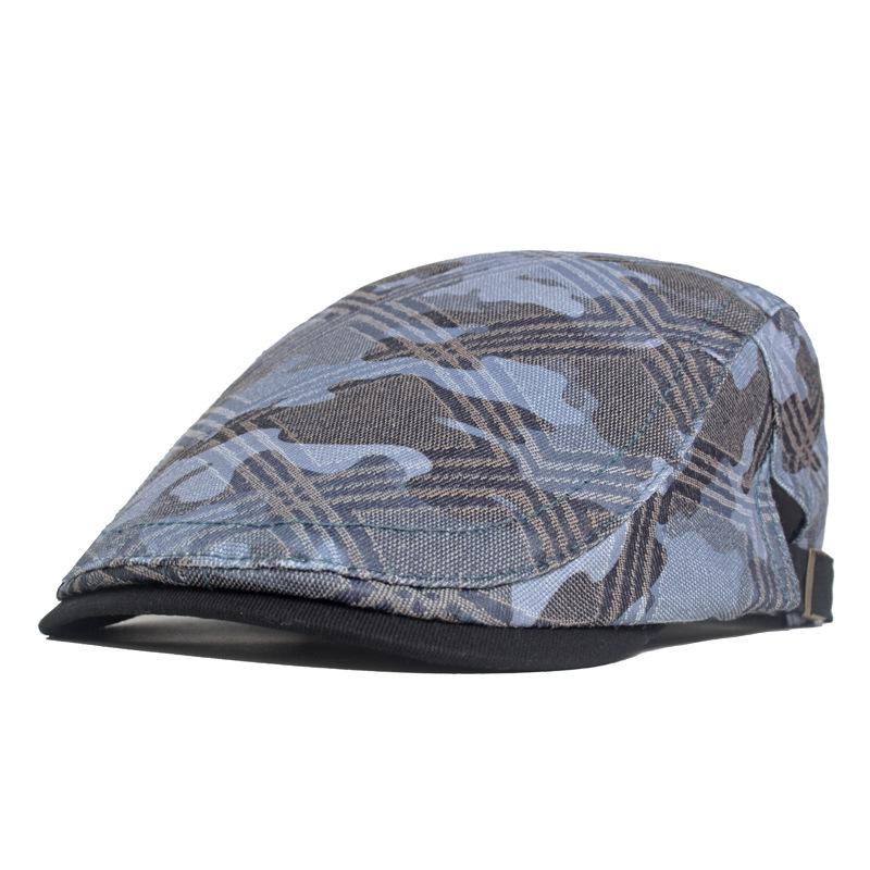 Men Women Scrawl Camouflage Duckbill Beret Cap Hollow Breathable Cotton Adjustable Cabbie Newsboy Driving Hunting Flat Hat