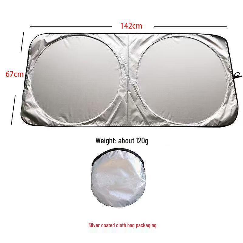 Double Ring Silver-Coated Car Sunshade for Windshield Protection