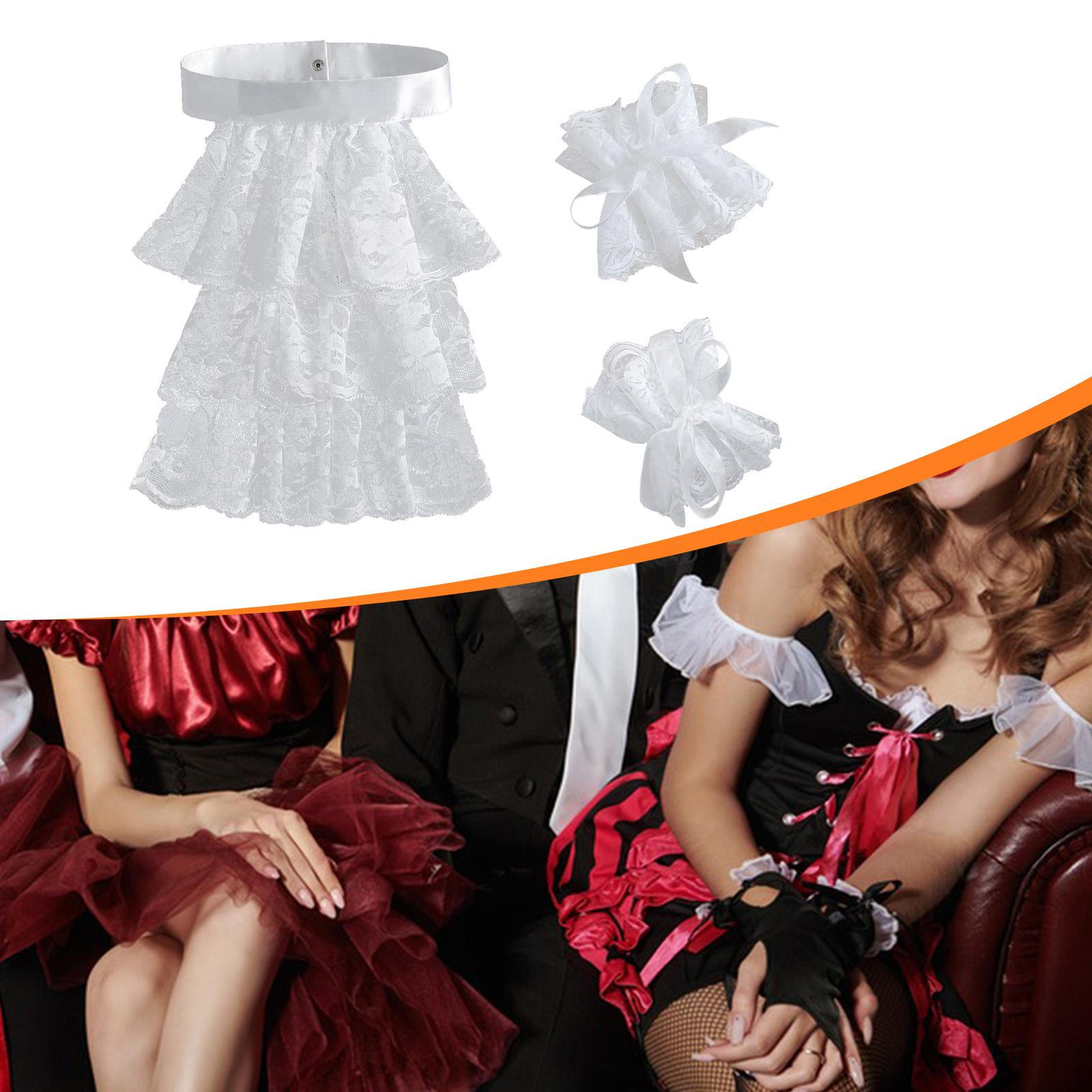 

Кружевное жабо и манжеты набор белый съемный рукав сценический вечеринки шея