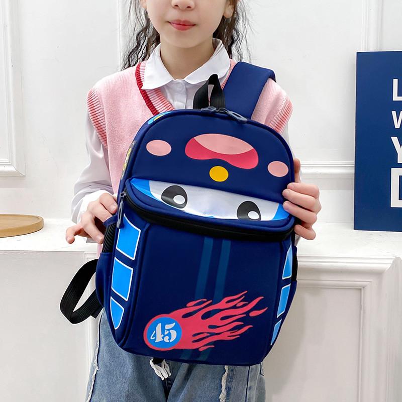 Cartoon Car School Bag With Air Cushion Straps For Preschool Boys And Girls