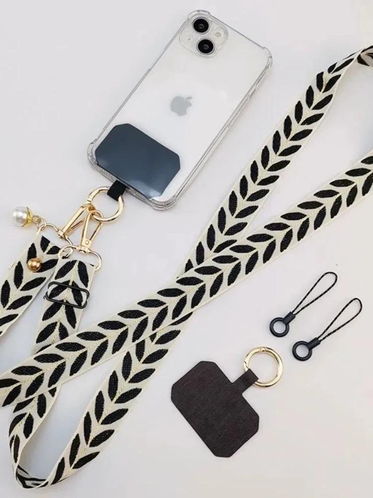 

Long Phone Lanyard with Pearl Pendant - Anti-Loss Clip Strap + 2 Small Ropes, Multiple Colors Available