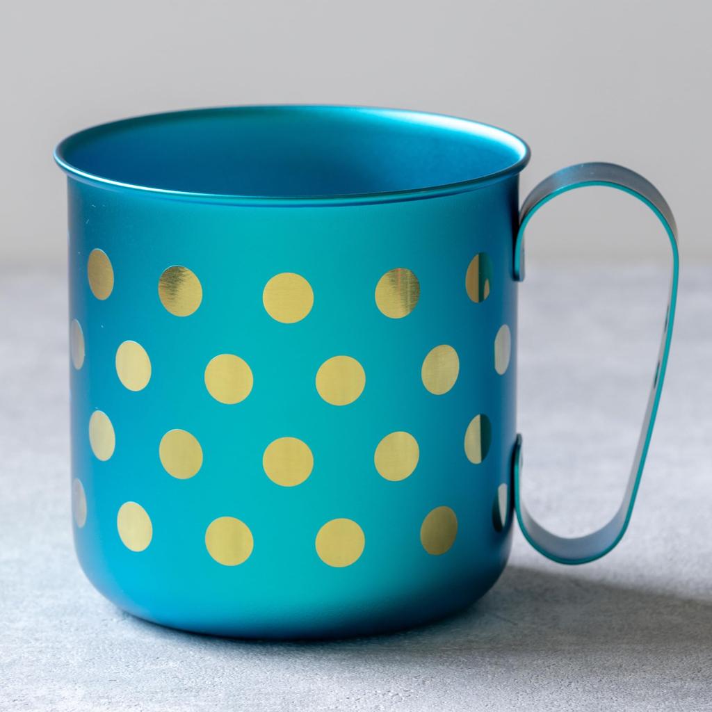 HORIE Pure Titanium Design Polka Dots and Perfect for Outdoor Blue Mug, Stars, Activities, Kids, Gift, Lightweight, Rust-Resistant (320ml) (Light