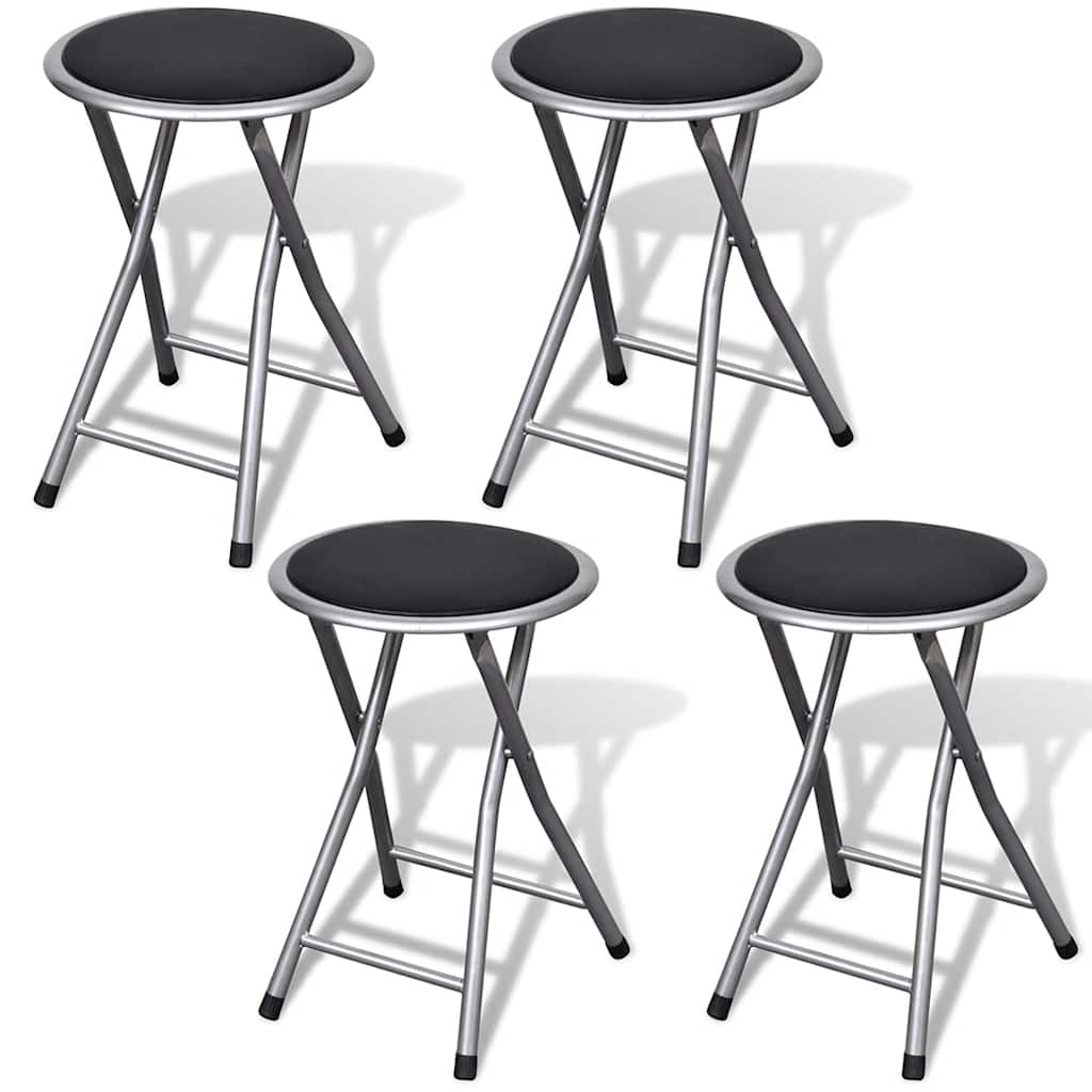 vidaXL Klappbare Hocker 4 Stk. Kunstleder schwarz