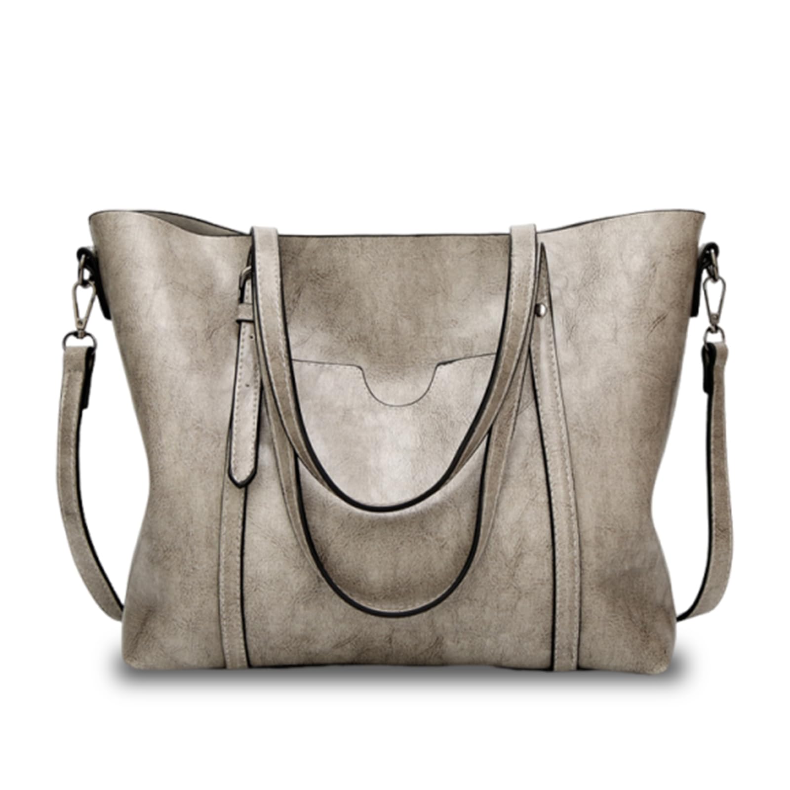 

PU Leather Tote Shoulder Large Interior A4 Solid Perfect for Commuting [MzcoYmm] Women s Bag, Bag, Capacity, Handbag, Business, 2-Way, сірий колір