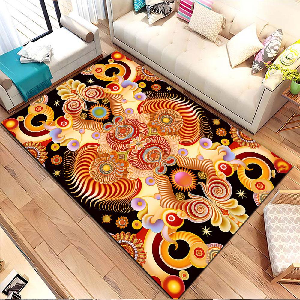 Psychedelic Abstract Pattern Patterned carpet, non slip mat suitable for living room and bedroom sofas