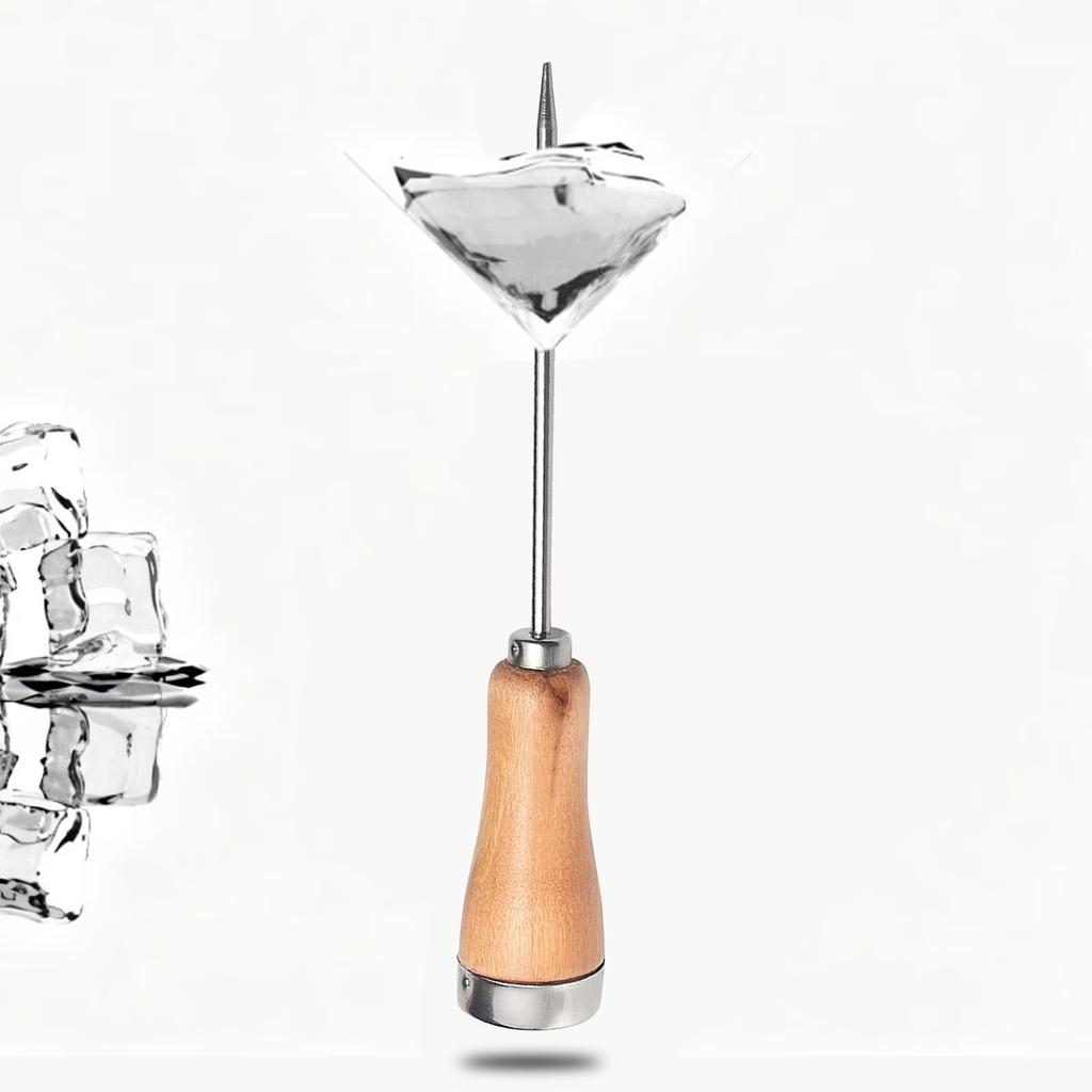 Select Wood Handle Ice Pick,Stainless Steel Ice Breaking Tool with Wooden Handle,Practical Ice Crusher,Great Ice