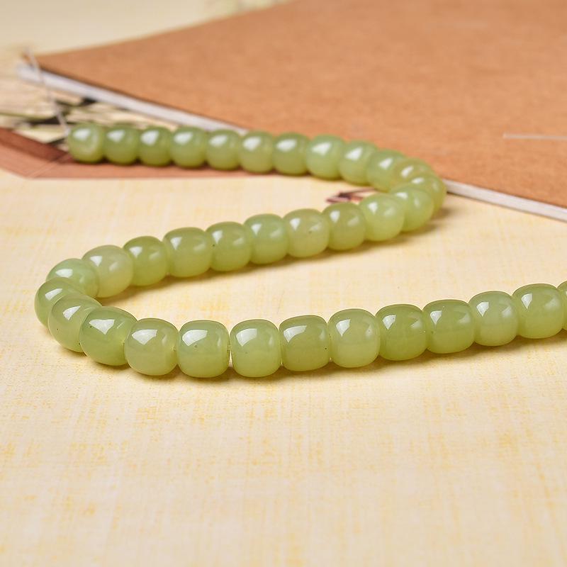 Hetian Jade Chalcedony Loose Beads for DIY Beaded Jewelry and Buddhist Accessories.