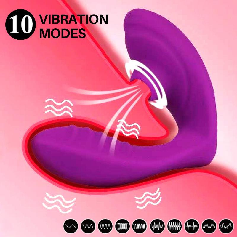 Tragbarer Vibrator zum Saugen der Vagina, 10 Geschwindigkeiten, vibrierender Saugnapf, Klitorisstimulator, flexibles Oralsex-Spielzeug