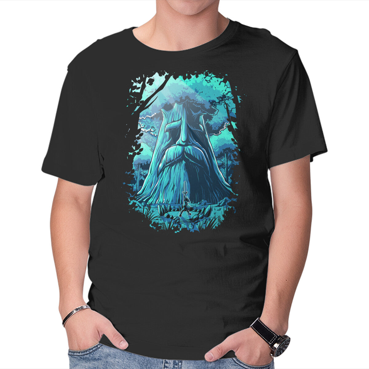 Unisex Crew Neck T-Shirt Hyrule Forest Hero Graphic Short Sleeve Casual Tee L