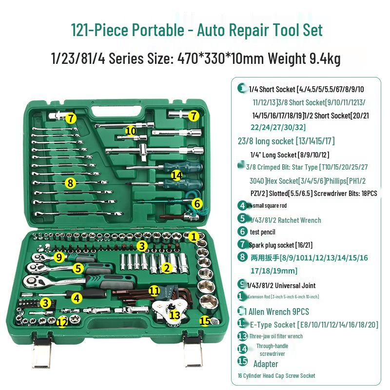 Multifunctional Ratchet Wrench Socket Set for Auto Repair & Maintenance