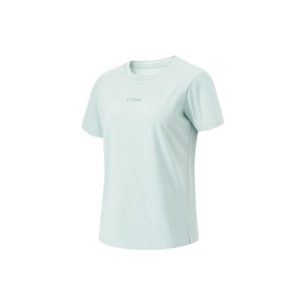 Li-Ning Cooling Tea T Quick-Dry Cool Solid Color Round Neck Sports Casual Knitted Short Sleeve T-Shirt Women Tops Light-Green ATSU632-4