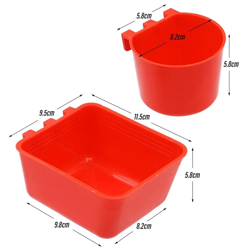 Bird Cage Feeder Cups Plastic Feeding Dish Feed Bowls with Hooks for Parrot Water Drinker for Pigeon Quail Duck Dringking Bowls