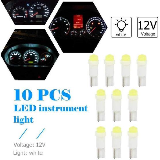 T5 74 2721 COB 1W Dashboard Instrument White LED Light Bulbs (Pack of 10)