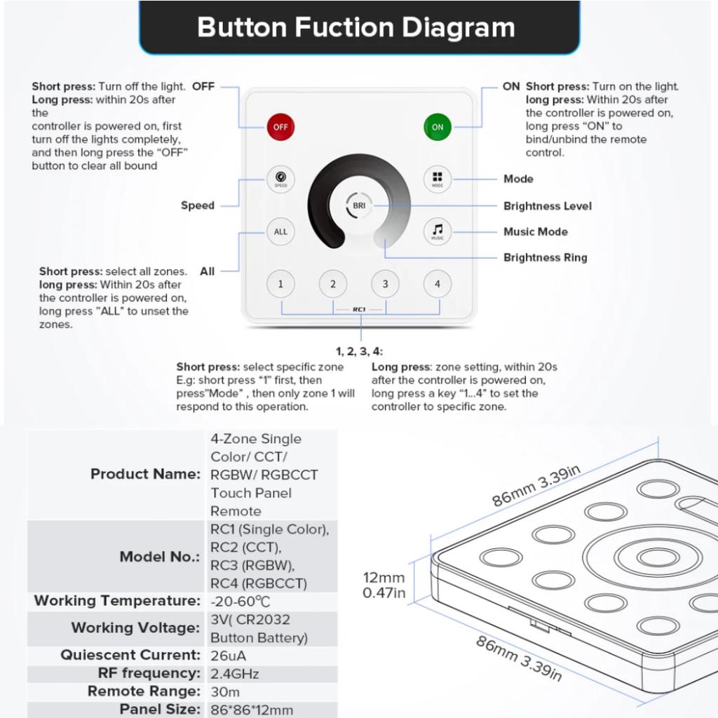 SP530E All In One LED Controller WM-RC1 Single channel remote control 5CH PWM SPI Pixels For LED Strip WS2812B RGB RGBW