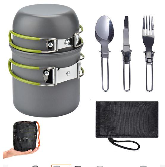 

Набор для кемпинга и пикника на открытом воздухе, набор для барбекю, переносной складной контейнер для хранения, набор для приготовления пищи на 1-2 человека зелёный