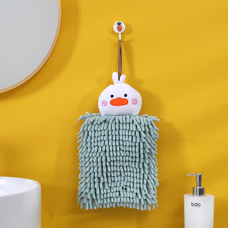 Chenille Cartoon Quick-Dry Hangable Hand Towel for Kitchen & Bathroom