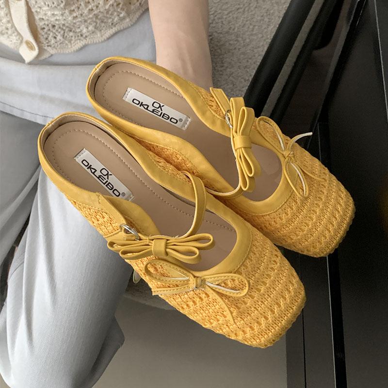Fashion Fashion Weave Women Flats Slip On Shoes Butterfly-Knot Summer Spring Female Shallow Footwear Ladies Flats Mary Janes Shoes